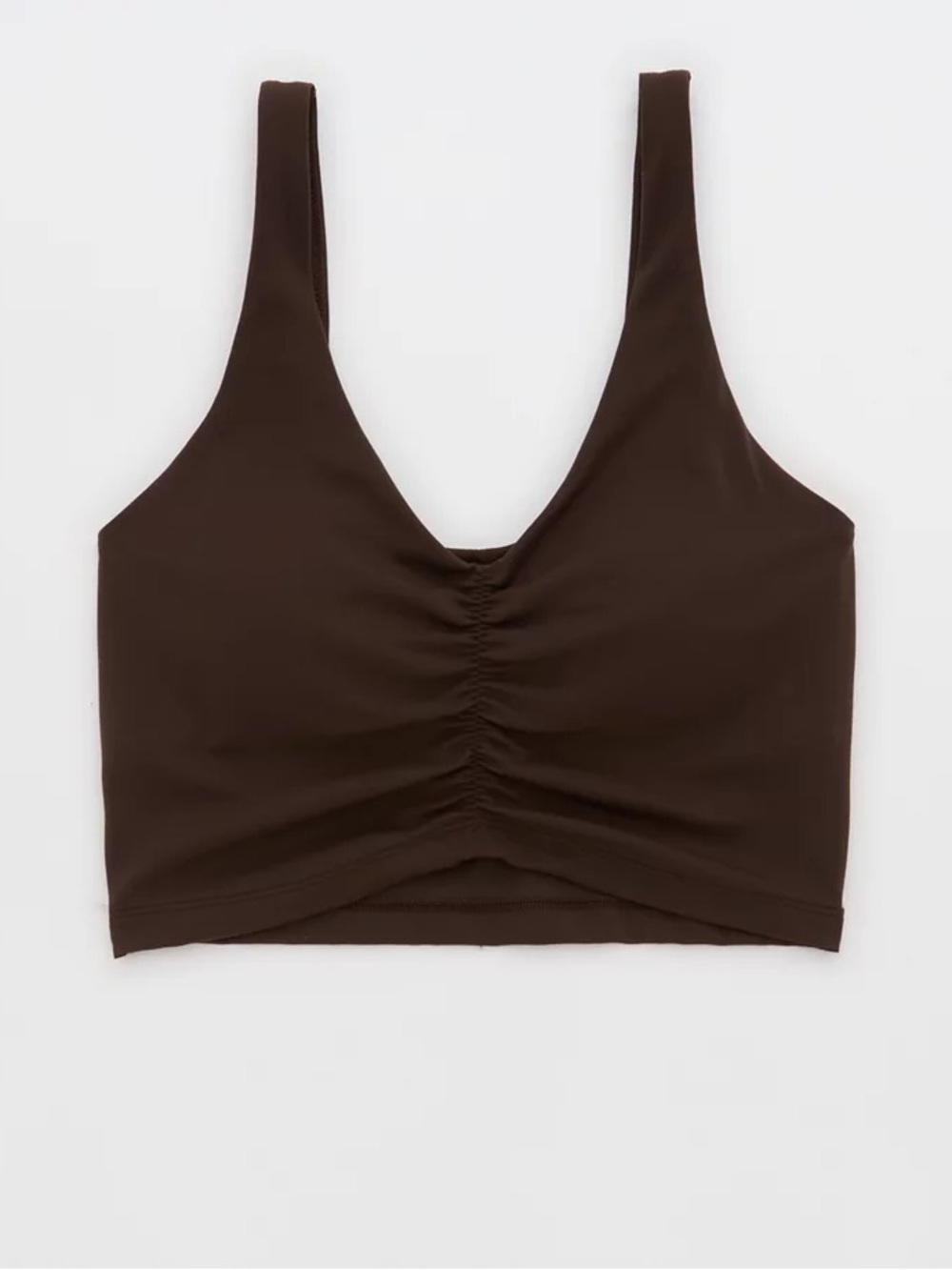 Ruched Front Tank Crop Top in Dark Brown